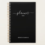 Elegant Script Swashes Weekly Monthly Black  Plann Planner<br><div class="desc">Get things done with our black and white swashes script planner. Weekly and monthly pages for  business or personal planning,  making schedules and taking notes. Stickers included. Pages are blank so you can start anytime.</div>