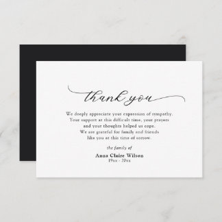 Elegant Script Sympathy Acknowledgement Thank You Card