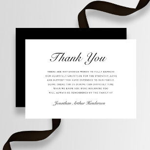 Elegant Script Sympathy Funeral Thank You Card