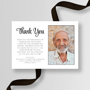 Elegant Script Sympathy Photo Funeral Thank You Card