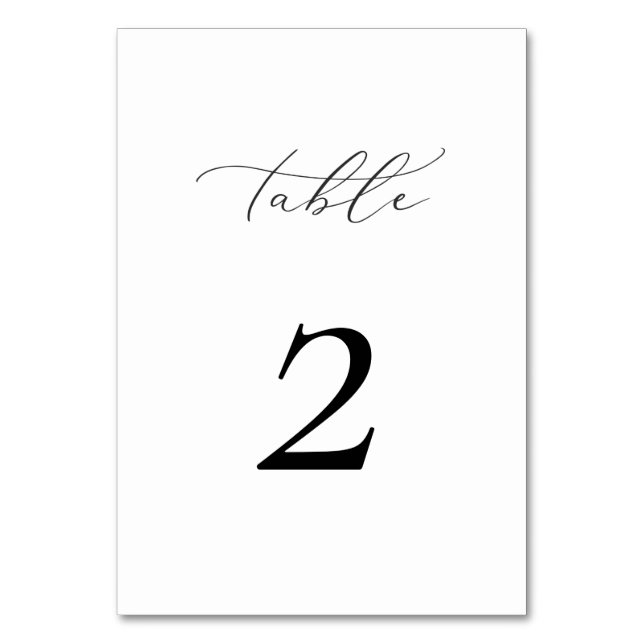 Elegant Script Table Number (Front)