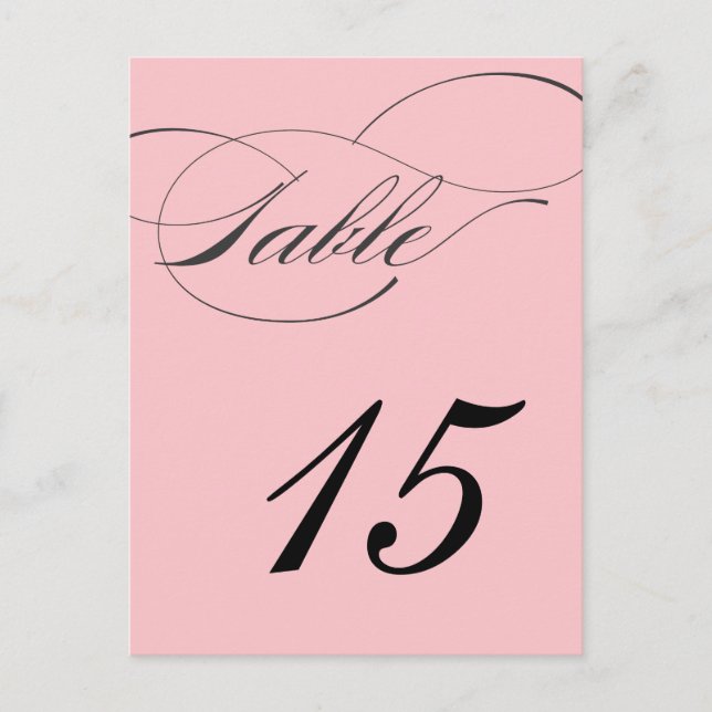 Elegant Script Table Number Postcard | Blush (Front)