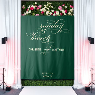 Elegant Script Teal Sunday Brunch Backdrop Tapestry