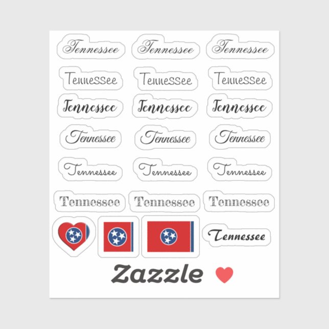 Elegant script Tennessee & Flag USA /name Set (Sheet)