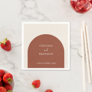 Elegant Script Terracotta Boho Arch Rustic Wedding Napkin