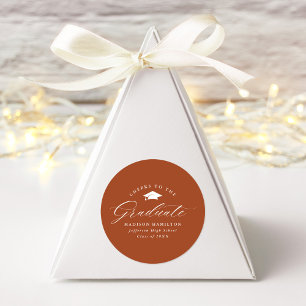 Elegant Script Terracotta Cheers to the Graduate Classic Round Sticker