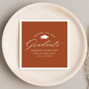 Elegant Script Terracotta Cheers to the Graduate Napkin