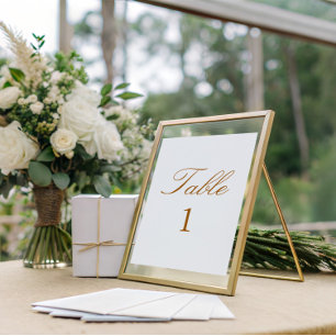 Elegant Script Terracotta Minimal Wedding Table Number