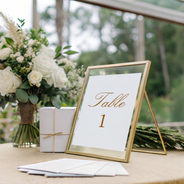 Elegant Script Terracotta Minimal Wedding Table Number (Creator Uploaded)