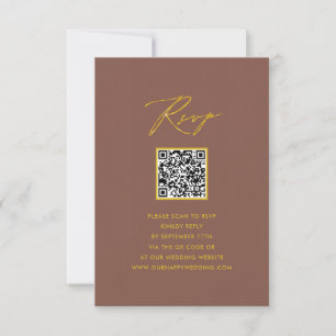 Elegant Script Terracotta Simple QR Wedding RSVP Card