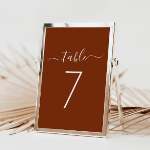 Elegant Script Terracotta Table Number Card
