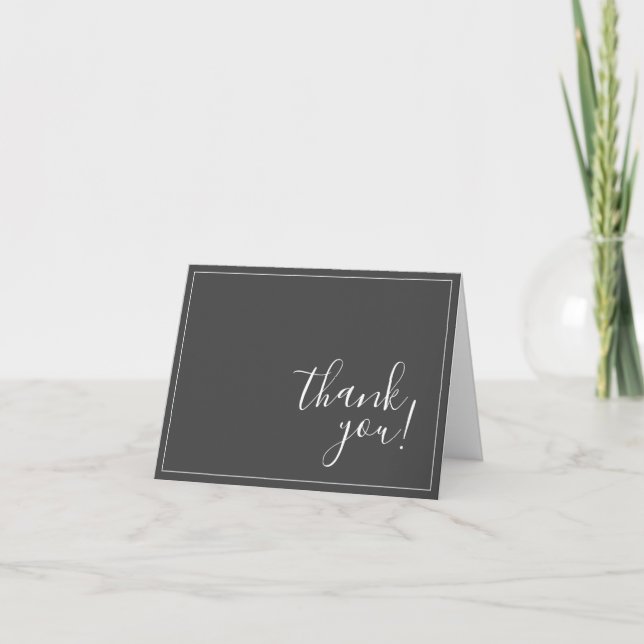 Elegant Script Text "thank you!" Card (Front)