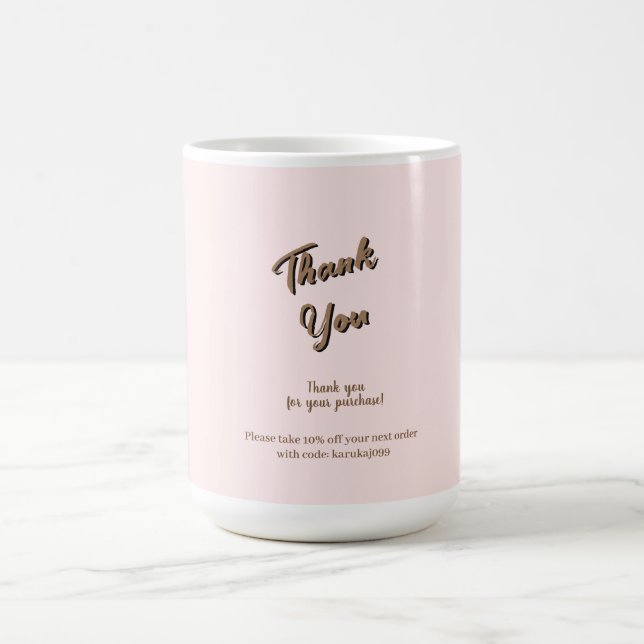 Elegant script  thank you blush pink gift card coffee mug (Center)