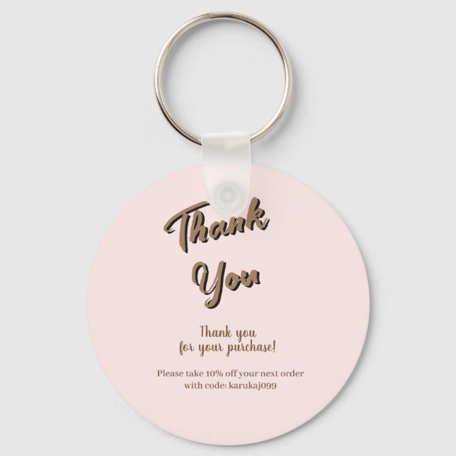 Elegant script  thank you blush pink gift card key ring (Front)