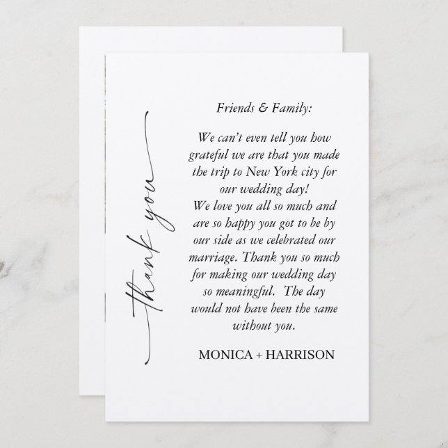 Elegant Script Thank You Card with Photo (Front/Back)
