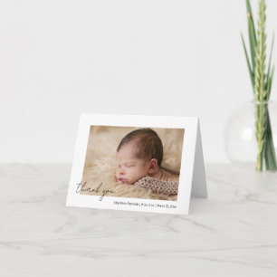 Elegant Script Thank You Photo Birth Announcement
