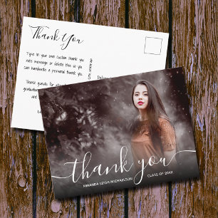 Elegant Script Thank You Photo Graduation Postcard