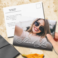 Elegant Script Thank You Photo Graduation