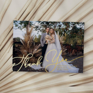 Elegant Script Thank You Photo Wedding Card