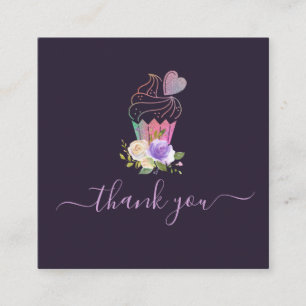 Elegant script thank you square business card