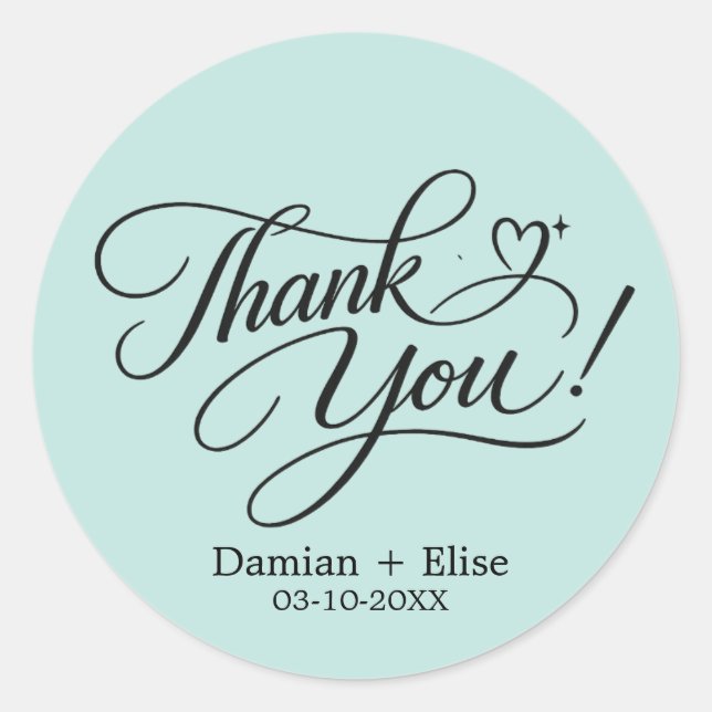 Elegant Script Thank You Sticker (Front)