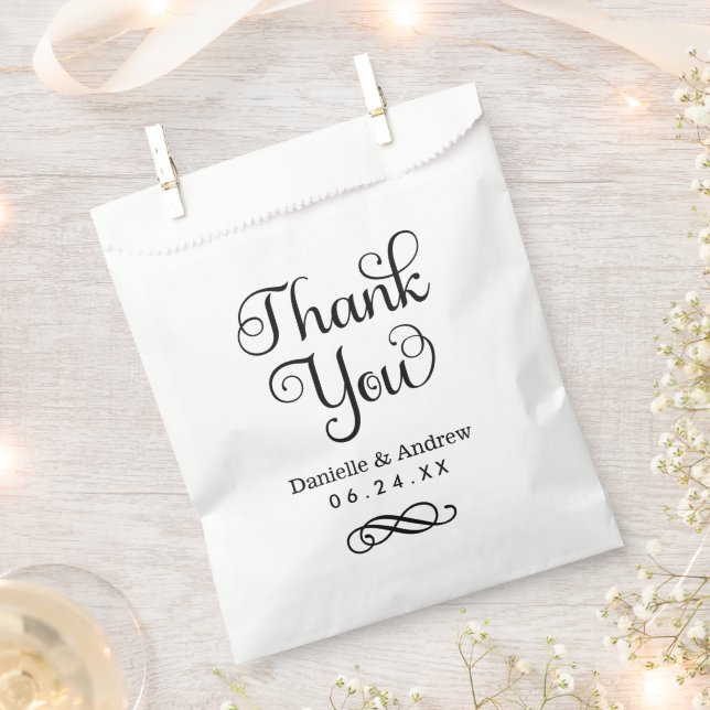 Elegant Script Thank You Wedding Favour Bags (Clipped)