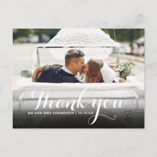 Elegant Script Thank You Wedding Photo Postcard