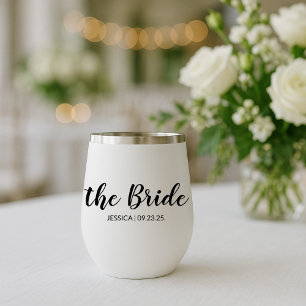 Elegant Script The Bride Personalised Wedding Wine