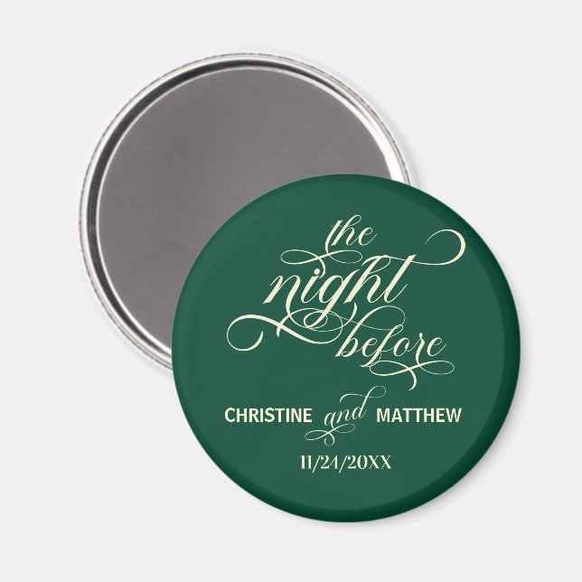 Elegant Script The Night Before Teal Wedding Favou Magnet (Front/Back)