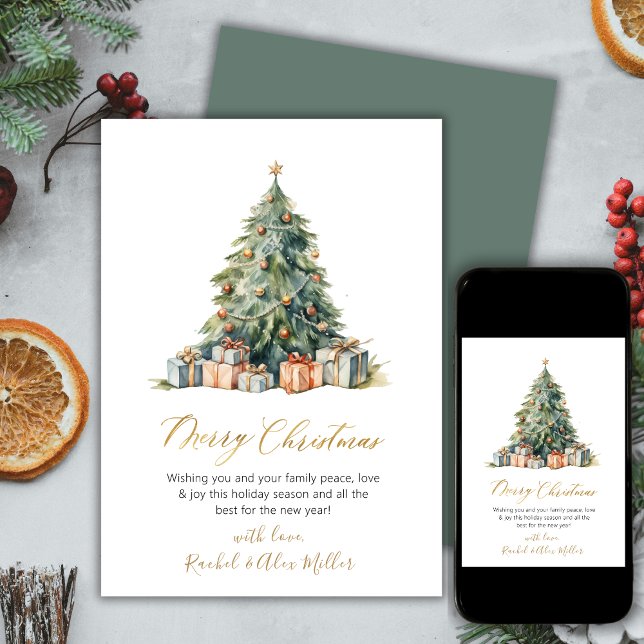 Elegant Script Tree Non Photo Christmas Cards (Creator Uploaded)