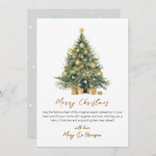 Elegant Script Tree Non Photo Watercolor Christmas Holiday Card