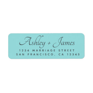 Elegant Script Turquoise Wedding Return Address