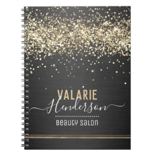 Elegant Script Typography Brushed Metal Notebook