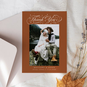 Elegant Script Typography Dots Wedding Terracotta Thank You Card