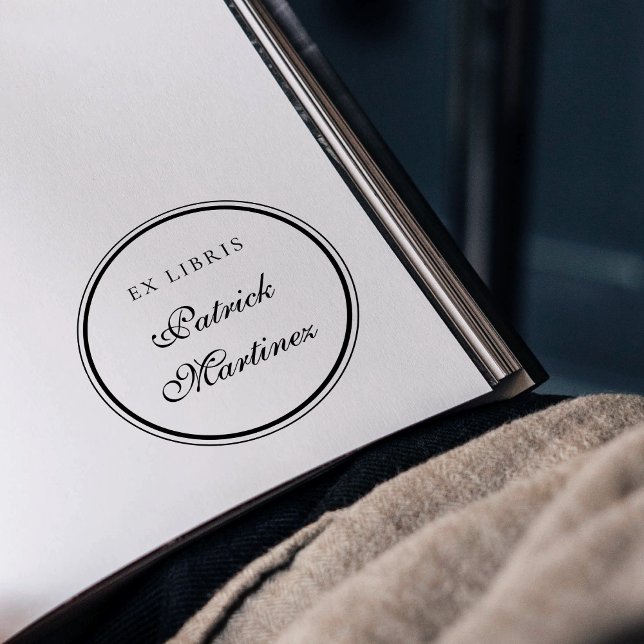 Elegant Script Typography Ex Libris Custom Name Self-inking Stamp (Creator Uploaded)