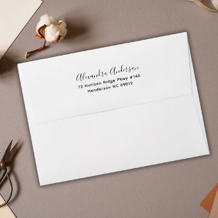 Elegant Script Typography Gold Return Address Envelope