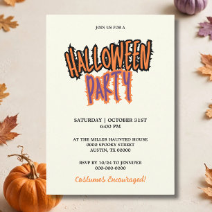 Elegant Script Typography Halloween Party Invitation