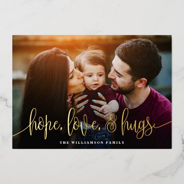 Elegant Script Typography Hope Love Hugs Photo (Front)