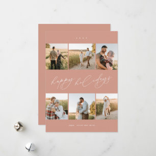 Elegant Script Typography Modern 6 Photo Collage Holiday Card