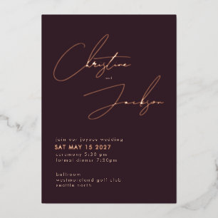Elegant Script Typography Modern Plum Wedding Rose