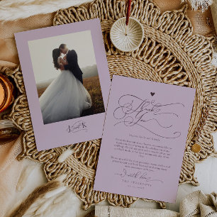Elegant Script Typography Plum Wedding  Thank You Card