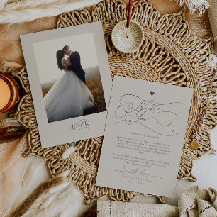 Elegant Script Typography Sand Wedding  Thank You Card