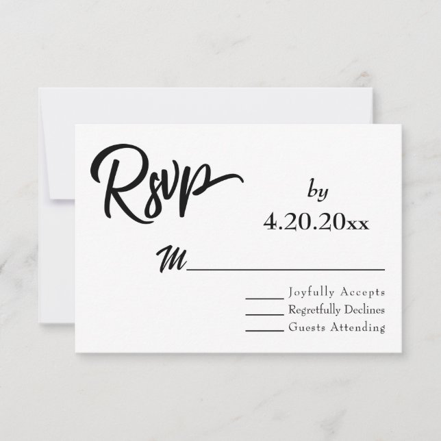 Elegant Script Typography, Simple Wedding RSVP Card (Front)