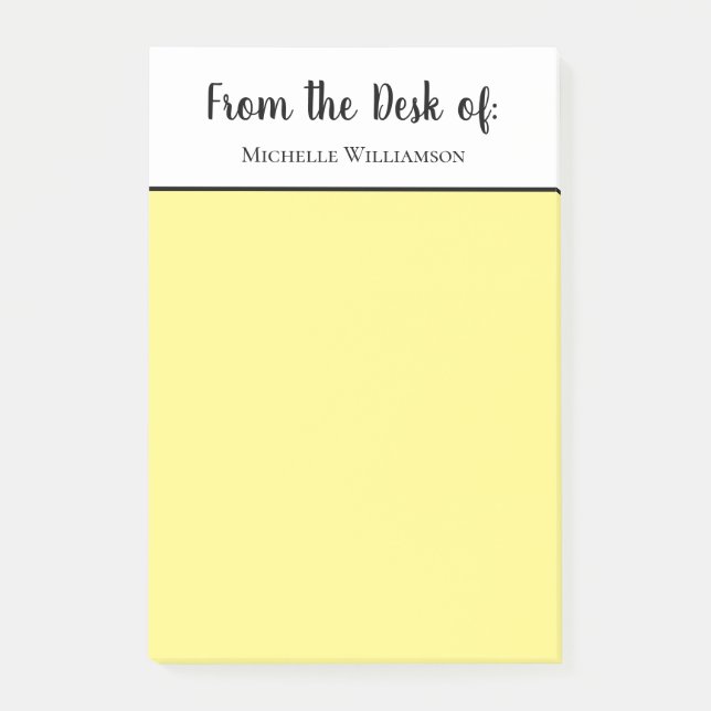 Elegant Script Typography Stylish Yellow Post-it Notes (Front)