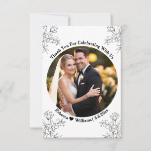 Elegant Script typography thank you wedding photo Card