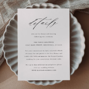 Elegant Script Typography Wedding Details Enclosure Card