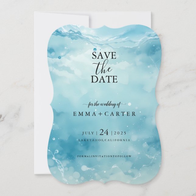Elegant Script Under Sea Save the Date Watercolor (Front)