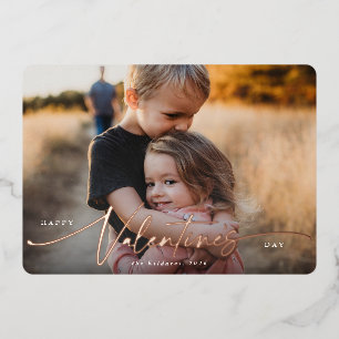 Elegant Script Valentines Day Foil Photo Card