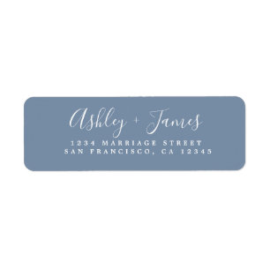 Elegant Script Vintage Blue Wedding Return Address