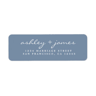 Elegant Script Vintage Blue Wedding Return Address